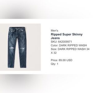 Abercrombie Ripped Super Skinny Jeans - Dark Blue